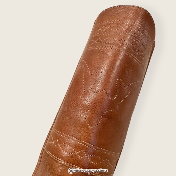 1970 Frye VINTAGE RARE Deer/Moose Cognac Leather Campus Knee High Tall Heel Boot - Picture 7 of 13